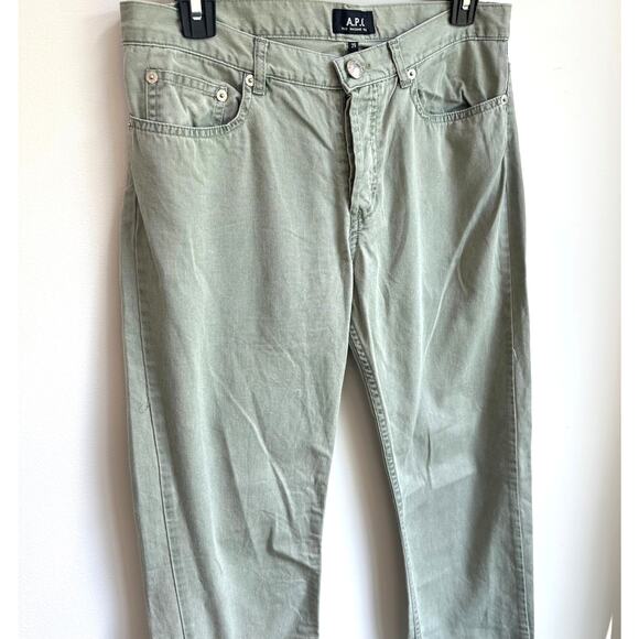A.P.C. Gray Green Straight Leg Jeans Sz 29 Button Fly Cotton Designer Seafoam - Picture 4 of 8